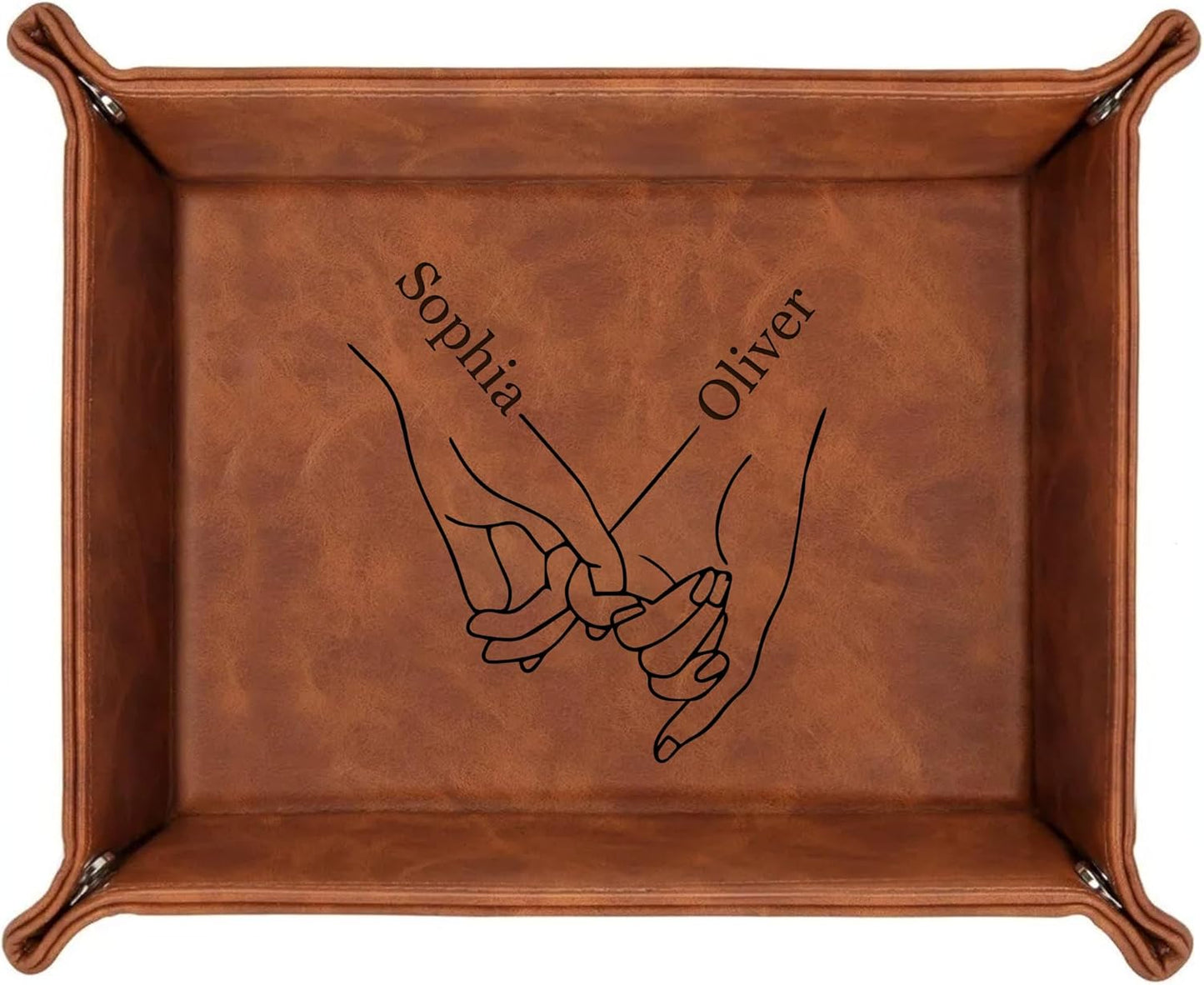 Personalized Engraved Leather Tray for Men with Engraved Name, PU Leather Valet Organizer for Dad, Custom Gift for Him, Custom Catchall Tray for Desk, Office, Accessories Travel Organizer for Men