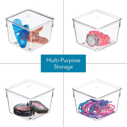 iDesign Plastic Drawer Organizer Bins - Storage for Kitchen, Bathroom, and Desk Drawers - Set of 6 - Clear