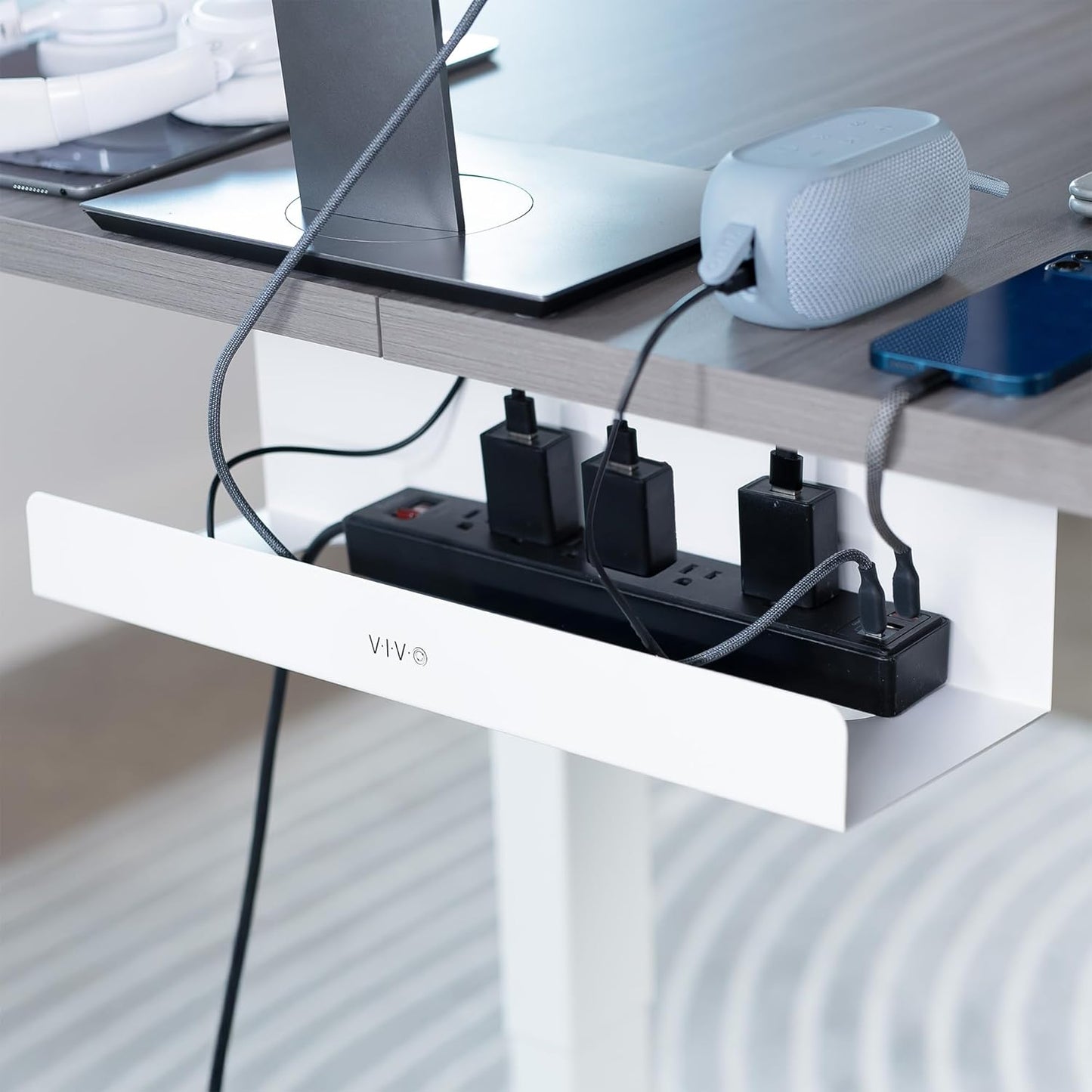 VIVO Under Desk 17 inch Cable Management Tray, Cord Organizer, Home Office Desk Accessories, White, DESK-AC06-1CW