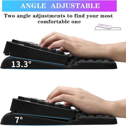 Computer Keyboard Stand Pad with Wrist Rest, Ergonomic Comfy Tilted Keyboard Stand Riser Holder Pad for Office Home (Black)