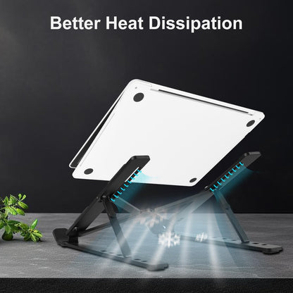 Ergonomic and Foldable Laptop Stand for Desk, Adjustable Riser, Fits All Laptops and Notebooks up to 17,Ultra-Thin,Ventilated Cooling,ABS+Silicone,Silver.