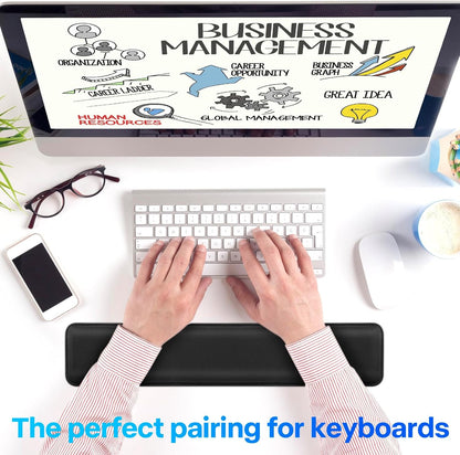 Yolanda Keyboard Wrist Rest Memory Foam, Easy Typing Pain Relief, Keyboard Mouse Pad Set for Computer, Laptop, Home & Office