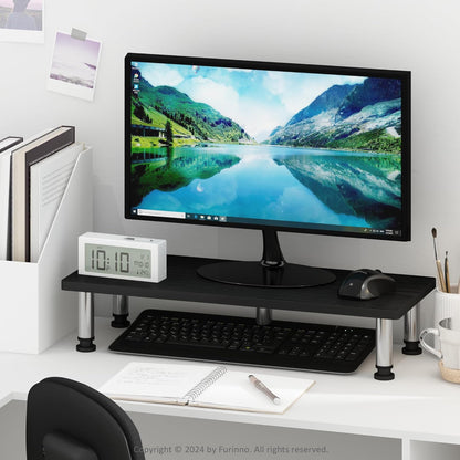 Furinno Turn-N-Tube Corner Monitor Riser Stand with Stainless Steel Tubes, Americano