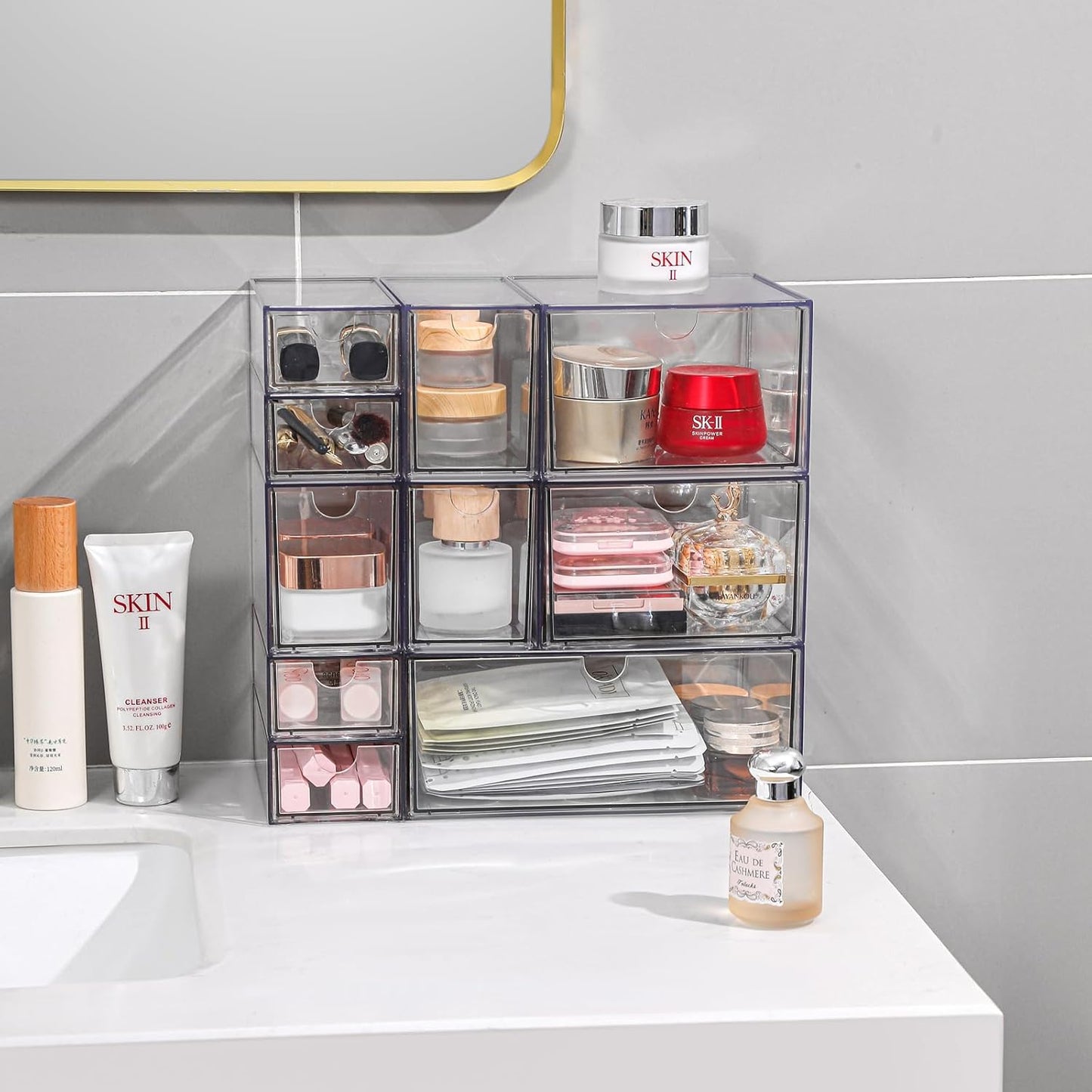Desk Organizer with Drawers, Stackable Plastic Storage Drawers for Makeup or Desk Organization, Cabinets for Office Dressing Countertop Bathroom Bedroom (6 Packs)