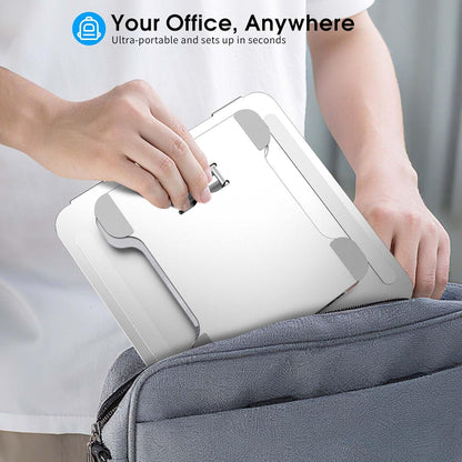 LRLKFX Laptop Stand Portable Foldable Aluminum Laptop Riser Height Adjustable Ergonomic Holder for Desk Compatible with MacBook Air Pro, Dell, HP, Lenovo & More 10-15.6" - Silver