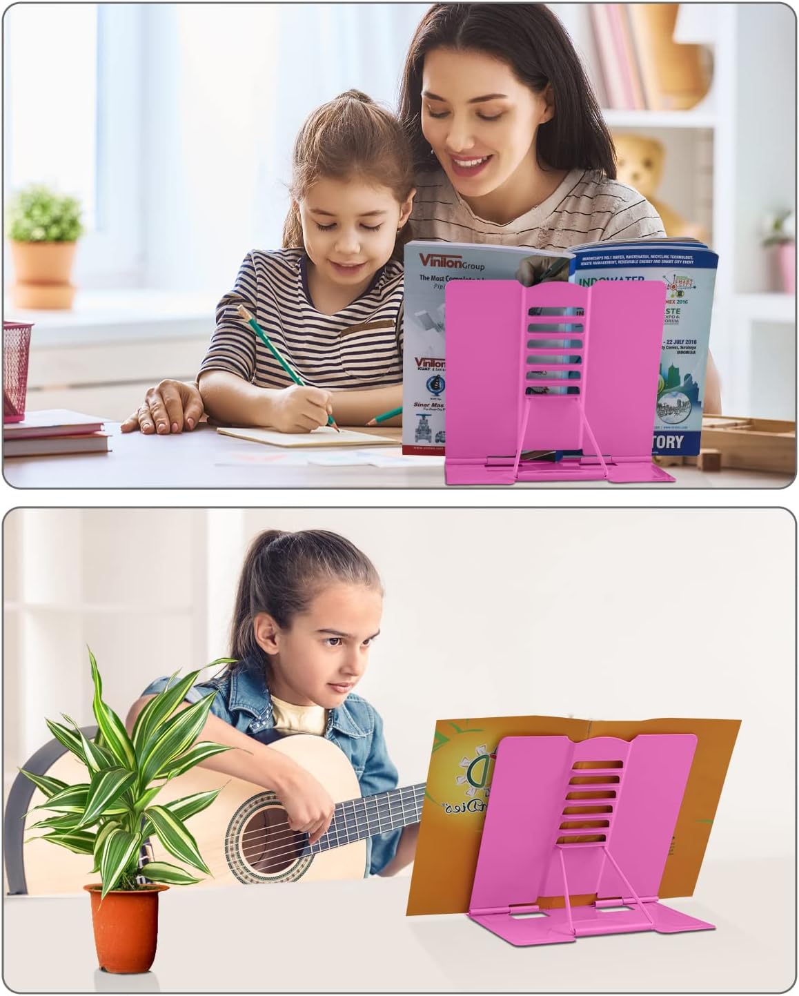 MSDADA Desk Book Stand Metal Reading Rest Book Holder Adjustable Cookbook Documents Holder for Recipes Textbooks Tablet Music Books, Mom Gifts, Gifts for Grandma Mom Mothers Day(Light Purple)