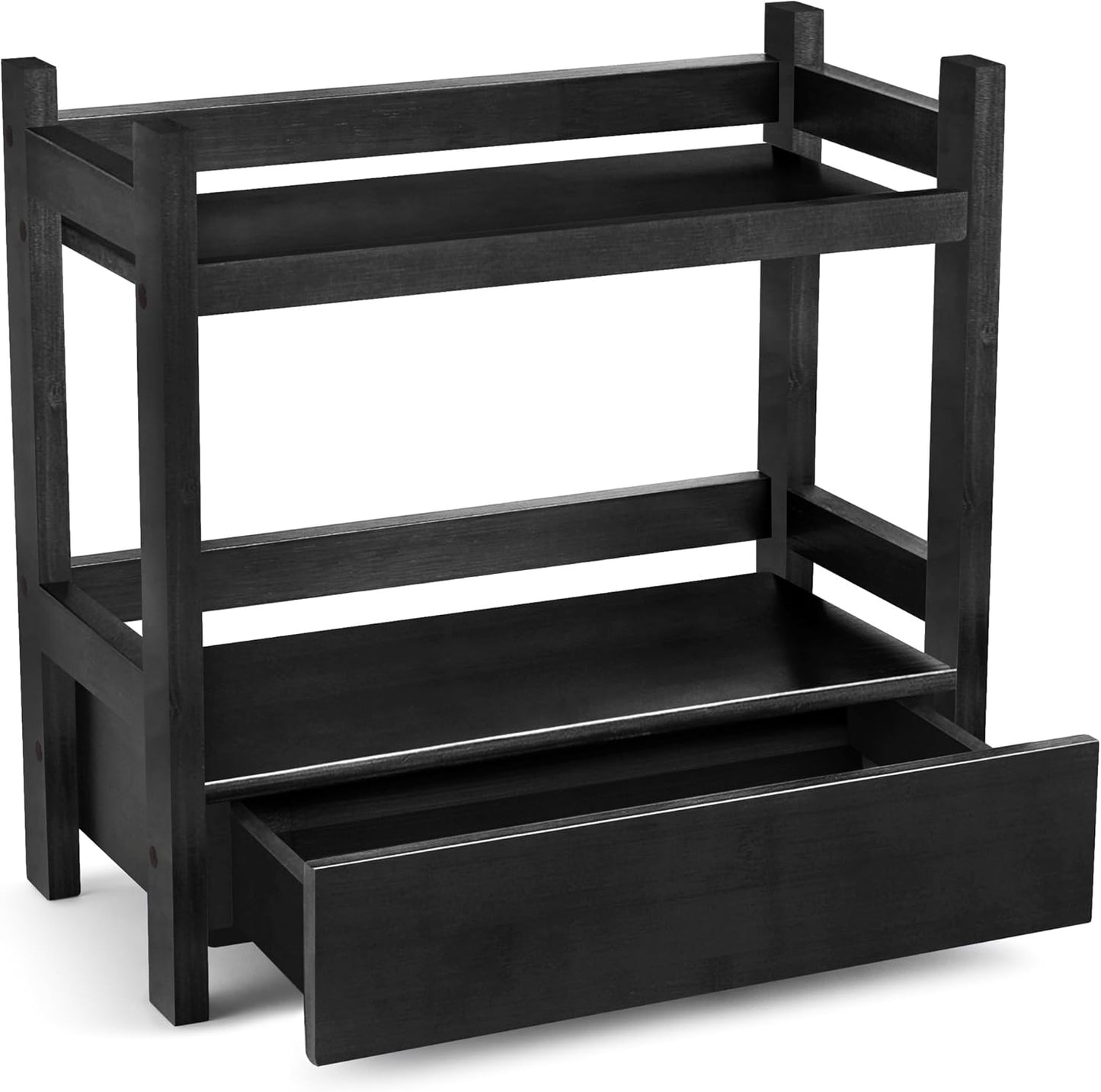 Sorbus Bamboo Bathroom Counter Organizer – 2-Tier Shelf with Hidden Drawer for Vanity, Matcha Station, Bathroom Sink Organizer Countertop, Kitchen & Office Storage (13″ L x 6.5″ W x 12.6″ H)