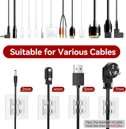 Latoxcaa 120PCS Heavy-Duty Adhesive Cable Clips, Clear Traceless Cord Organizer & Wire Holders for Wall, Desk, Car, LED Strips and Outdoor Lights (Small)