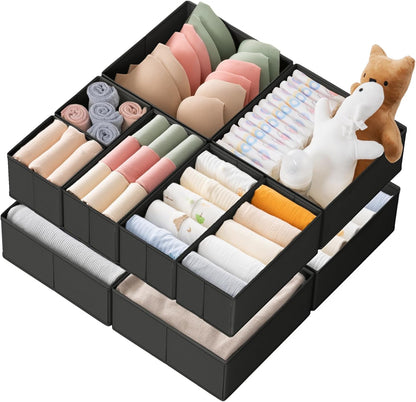 Criusia Drawer Organizer Clothes, 10 Pack Dresser Organizer for Baby Clothes, Underwear, Sock- Foldable Closet Organization and Storage Dividers Bins for Nursery, Bedroom (Beige)