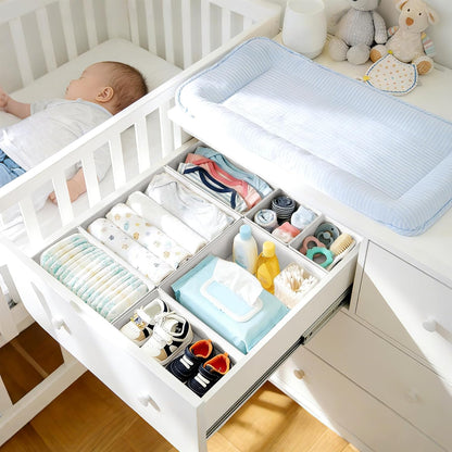 DIMJ Drawer Organizer Clothes - 20 Pack Closet Drawer Organizer Bins for Baby Clothes Storage, Fabric Dresser Organizer for Nursery Bedroom, Foldable Small Drawer Dividers for Underwear Socks