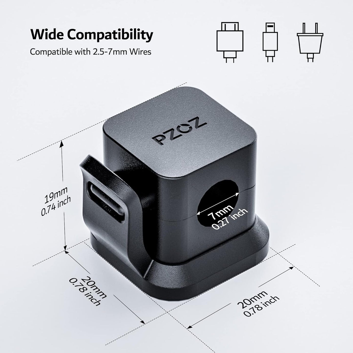 PZOZ 6 Pack Cord Organizer, Adhesive Charger Cable Clips, Wire Holder Keeper Organizer, Charging USB Cable Management for Home Office Desk Phone Car Wall Desktop Nightstand (Black)