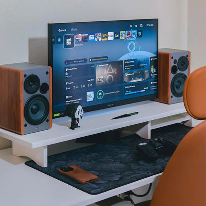 Bamboo Dual Monitor Stand Riser Natural, 2-Tier Desk Monitor Riser for 2 Monitors, Supports for PC Computer Monitor, Printer, Heavy TV Riser up to 300 lbs
