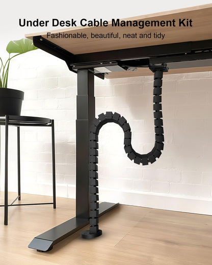 Under Desk Cable Management Vertebrae Fit for Sit Stand Desk Management, Magnetic Fixation Adjustable Length Cable Management Spinal, Flexible Chain Raceway Black