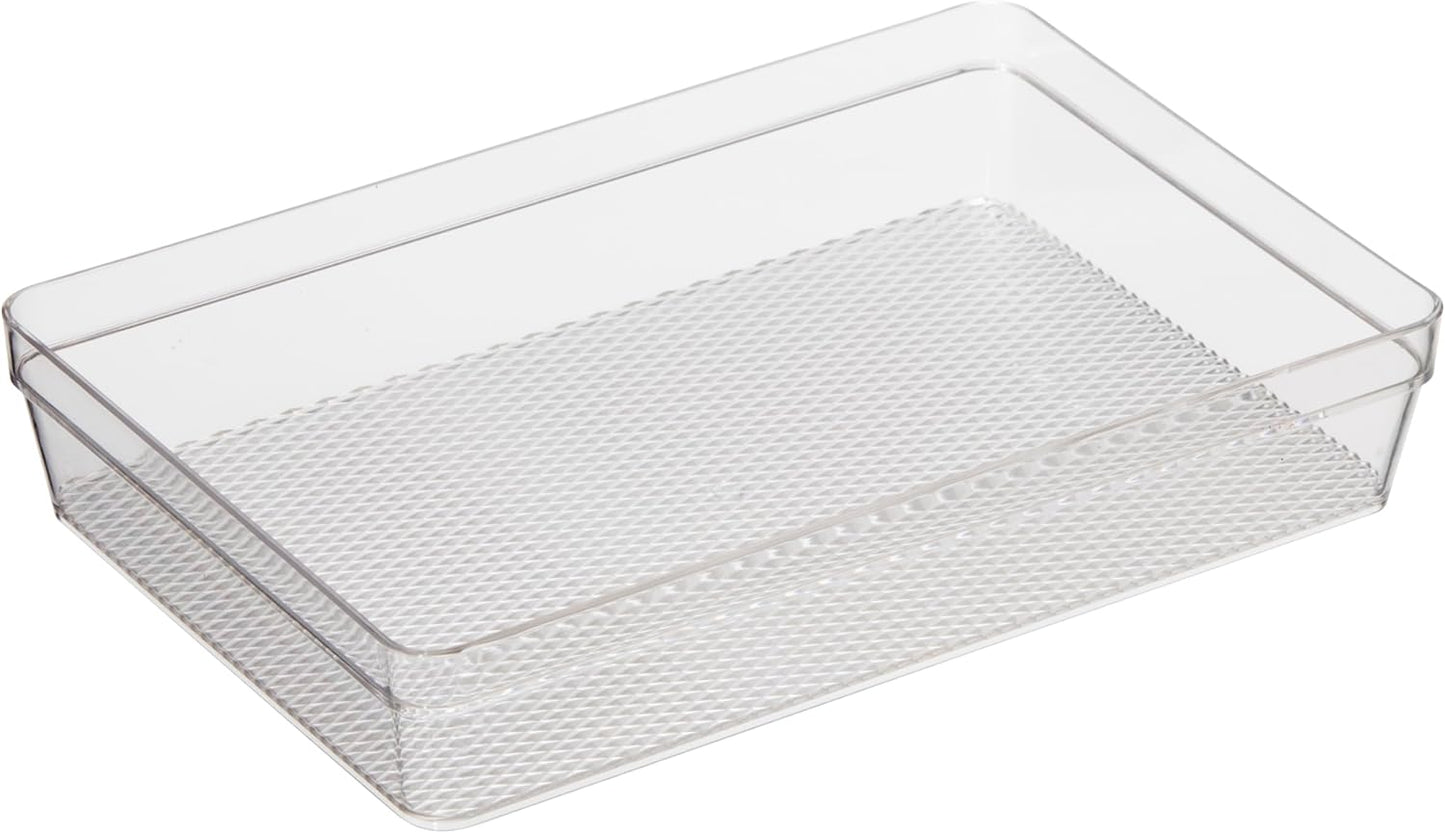 Oggi Set of 5 Clear Drawer Organizers - (1) 3x6.25, (2) 3x9.5, (2) 3x12.5 - Ideal for Organizing Kitchen Drawers, Office, Desk, Silverware, Kitchen Utensils, Cosmetics and Bathrooms