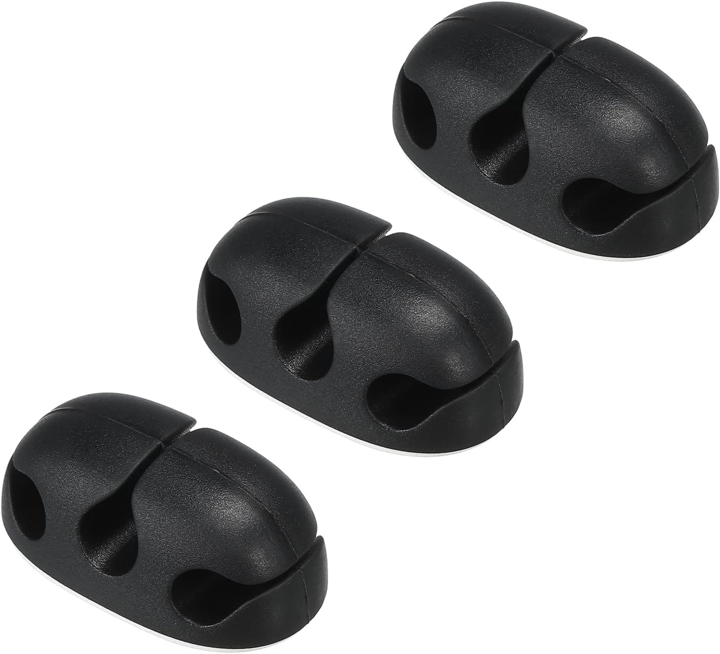3pcs Cable Clips Cord Organizer for Desk, 3 Slots Silicone Adhesive Cord Holders Organizer Cable Management for USB Charging Cable, Black