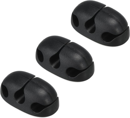 3pcs Cable Clips Cord Organizer for Desk, 3 Slots Silicone Adhesive Cord Holders Organizer Cable Management for USB Charging Cable, Black
