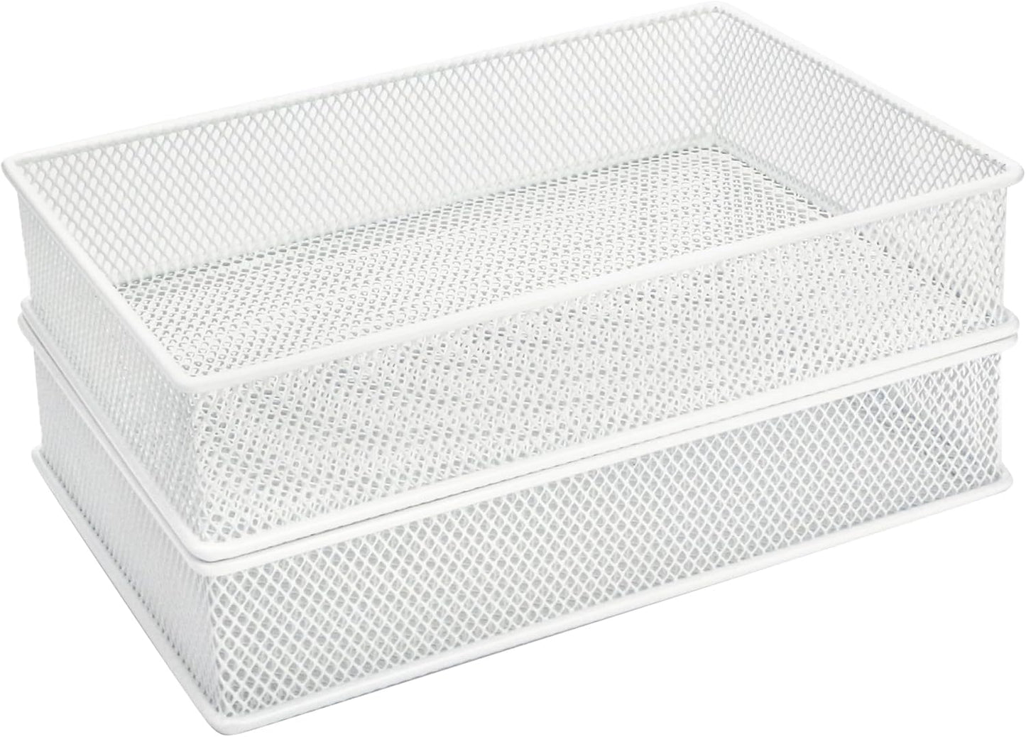 Annova Stackable Mesh Drawer Cabinet and Shelf Organizer Bins Storage Basket School Office Supply Holder Tray- Set of 2 (Gold, 3x3x2 Inch)