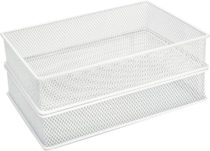 Annova Stackable Mesh Drawer Cabinet and Shelf Organizer Bins Storage Basket School Office Supply Holder Tray- Set of 2 (Gold, 3x3x2 Inch)