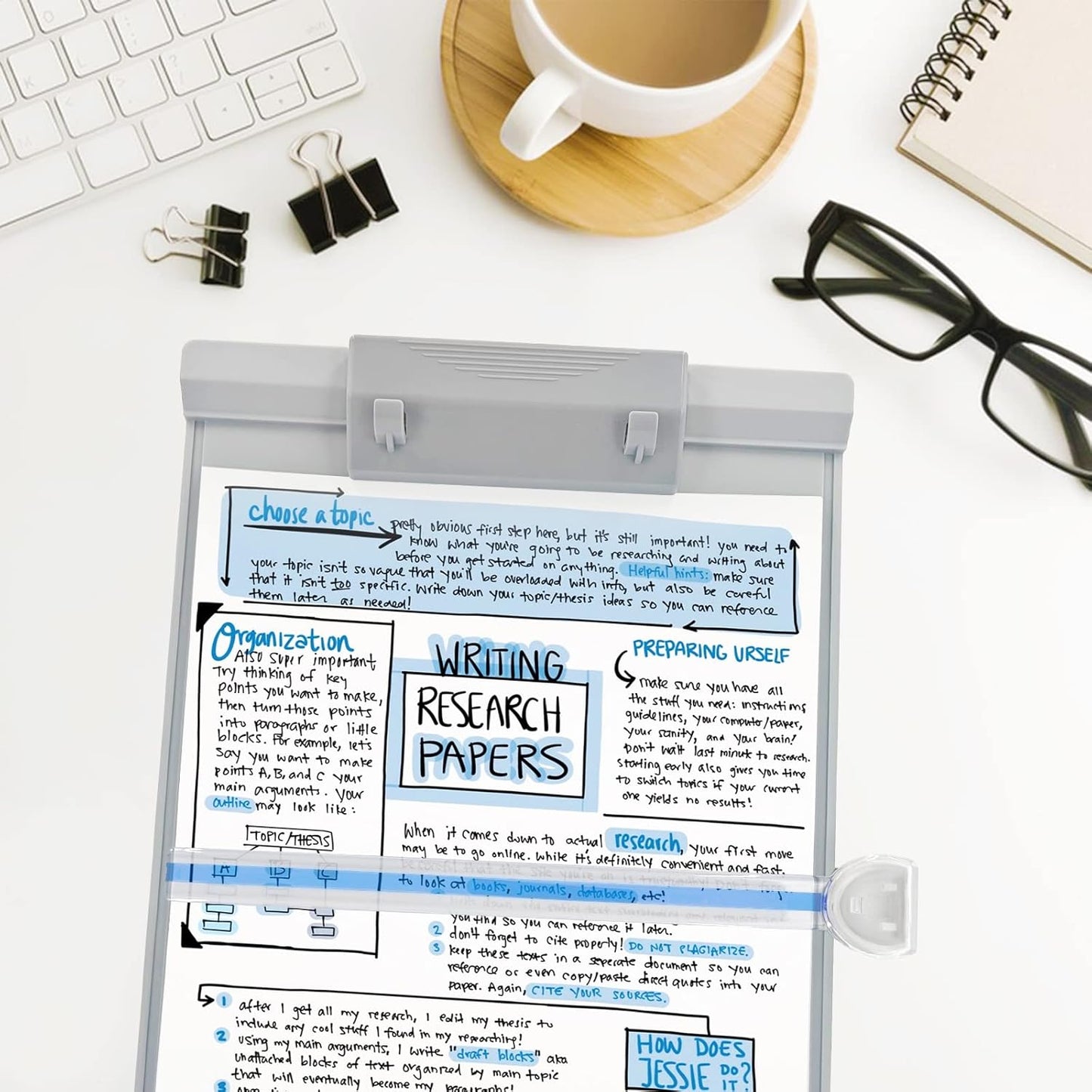 Barelove Document Holder Paper Stand with 7 Adjustable Positions, Grey Paper Holder Stand for Desk When Typing for Reading A4 Letter, Books, Music Sheet, Receipts, Textbooks