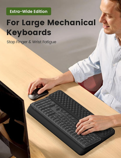 Vaydeer Wrist Rest with Keyboard Stand, Computer Wrist Support Pad, Ergonomic Keyboard Riser Holder Lifter Tray with Wrist Pad, Soft Memory Foam Desk Cushion, Palm Hand Typing for Office Home School