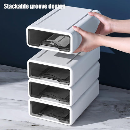Desk Organizer with Drawers, Stackable Storage Drawers with Compartments Desktop Organization for Office Supplies, Makeup, Pencils, Tape, Erasers, Paperclips, Chargers (4 Pack)