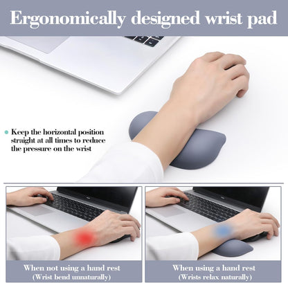 Wrist Rest for Keyboard and Mouse Pad, Ergonomic Memory Foam Keyboard Wrist Rest Set, Luxe Leather, Non-Slip Desk Accessories for Office and Home (Green)