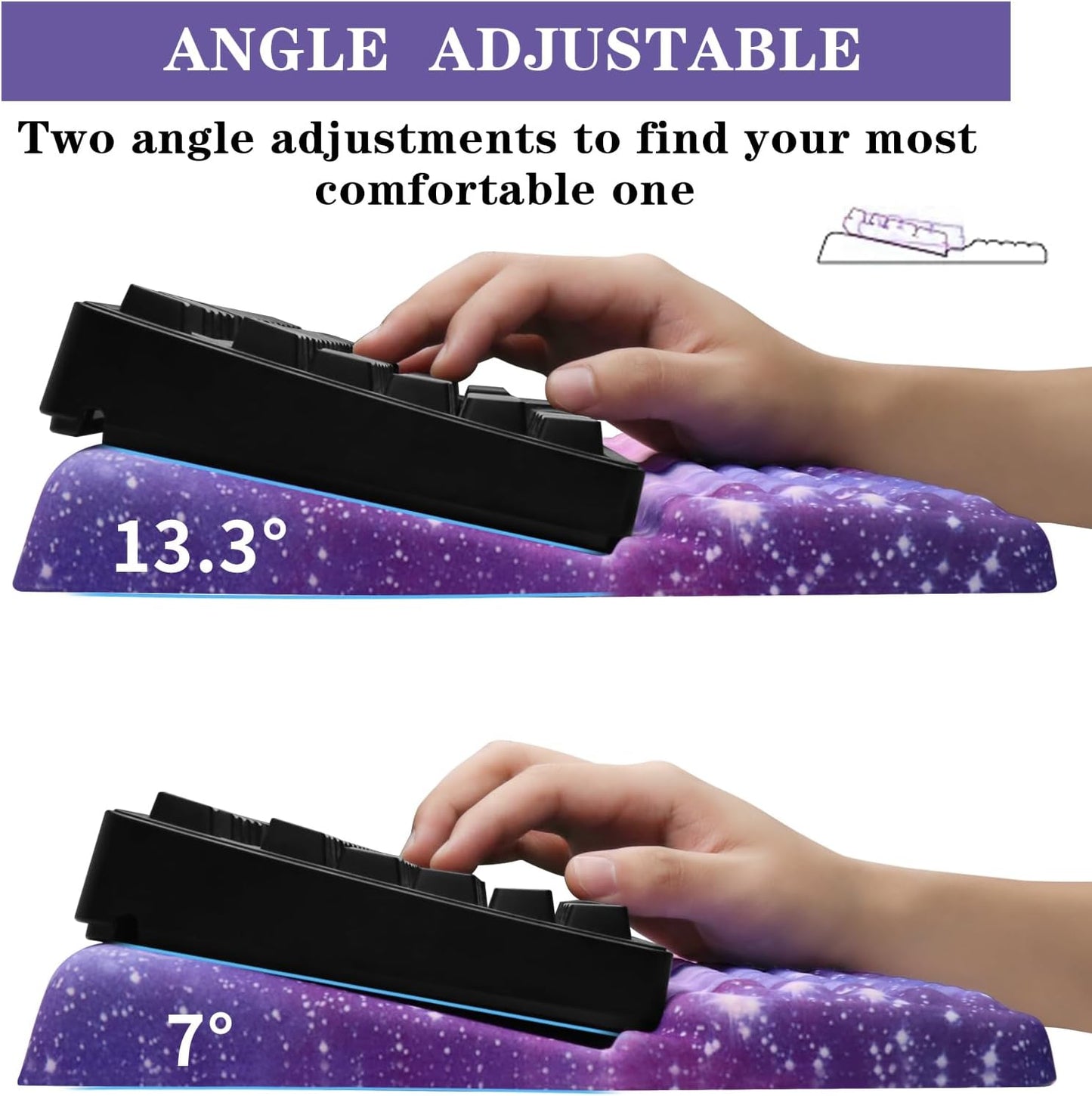 Computer Keyboard Stand Pad with Wrist Rest, Ergonomic Comfy Tilted Keyboard Stand Riser Holder Pad for Office Home (Black)