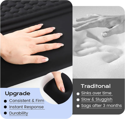 Keyboard Wrist Rest with Ergonomic Height - Computer Keyboard Stand & Soft Cushioned Pad for Wrist Pain Relief - Non-Slip Typing Support for Office, Gaming & Home (Black)