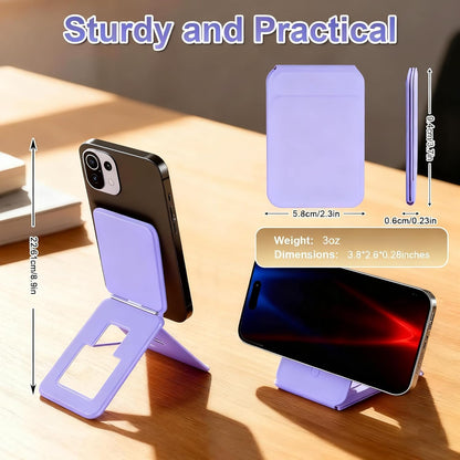 Magnetic Phone Stand, Compatible with All Smartphones 17/16/15/14/13/12 Series, Slim PU Leather Desk Stand with Angle Adjustment, Portable & Includes 1 Strong Magnetic Ring for Any Phone(Pink)