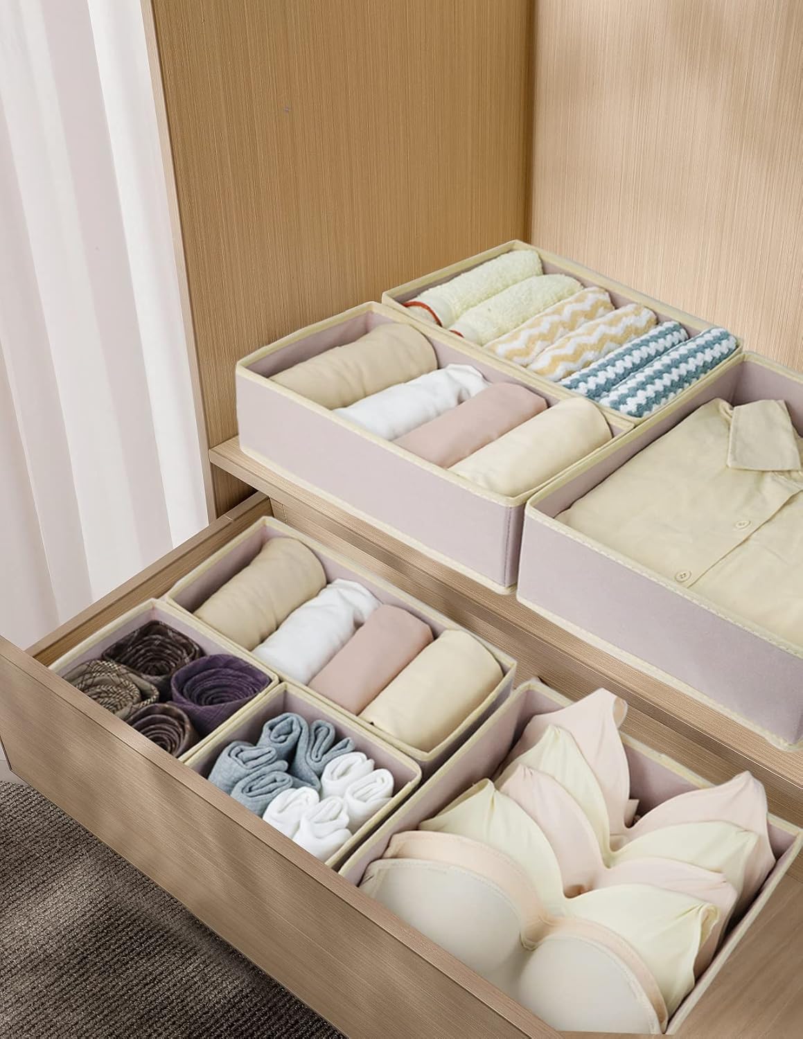 Fordonral 12 Pack Drawer Organizer Clothes, Foldable Fabric Dresser Organizer Closet Organizers and Storage Box for Underwear,Folded Clothes,Baby Clothing,Socks,Bra,Towels,Ties(12 Pack,Gray)