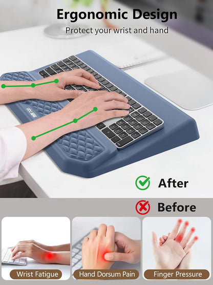 2-in-1 Ergonomic Keyboard Stand with Wrist Rest, Comfy Keyboard Riser Holder with Massage Design, Black
