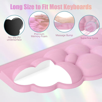 Ergonomic Wrist Rest for Keyboard and Mouse, Soft Memory Foam Cloud Keyboard Stand Pad with Wrist Rest Set, Easy Typing, Pain Relief, Comfort for Office, Work, Gaming - White