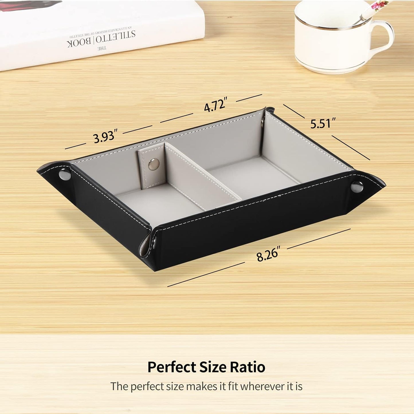 YAPISHI Key Dish Bowl for Men, Entryway Catchall Holder Bedside Table Valet Tray for Pocket Stuff, PU Leather Nightstand Organizer for Dice/Coins/Wallet/Watch/Rings/Sunglasses, Dresser/Coffee Table