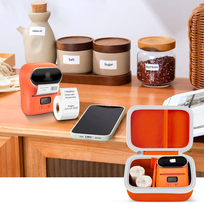Boobowl Case Compatible with Phomemo M110 Label Maker - Portable Mini Bluetooth Thermal Label Maker Carrying Storage Bag for Printer Labels, USB Cable and Accessories (Box Only) - Orange