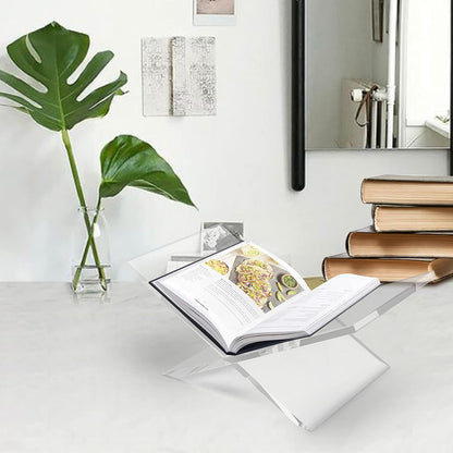 Acrylic Book Stand-Open and Closed Bookstand for Display Stand and Reading Coffee Table-Magazine and Book Holder-for Recipe Cookbooks,Documents,Textbook,Art Books,Bibles,Easel-Home and Office-Black
