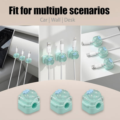 9Pack Magnetic Cable Clips for Nightstand, Adhesive Night-Glowing Cord Holder Organizer for Office Home Desk Wall Car (Star Cat Strawberry)
