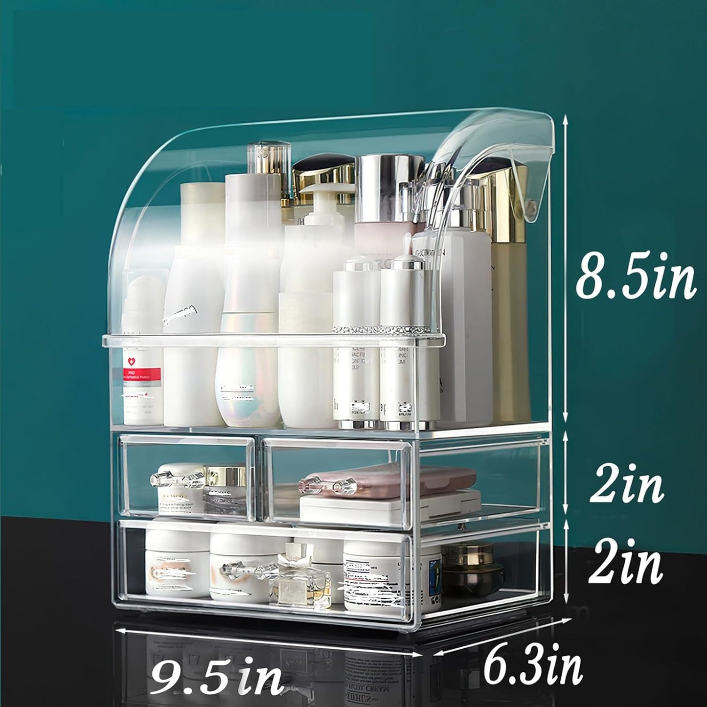 Clear Large Acrylic Makeup Organizer With Lid Cosmetic Storage Drawers Portable Makeup Organizers Dustproof And Waterproof Box For Women