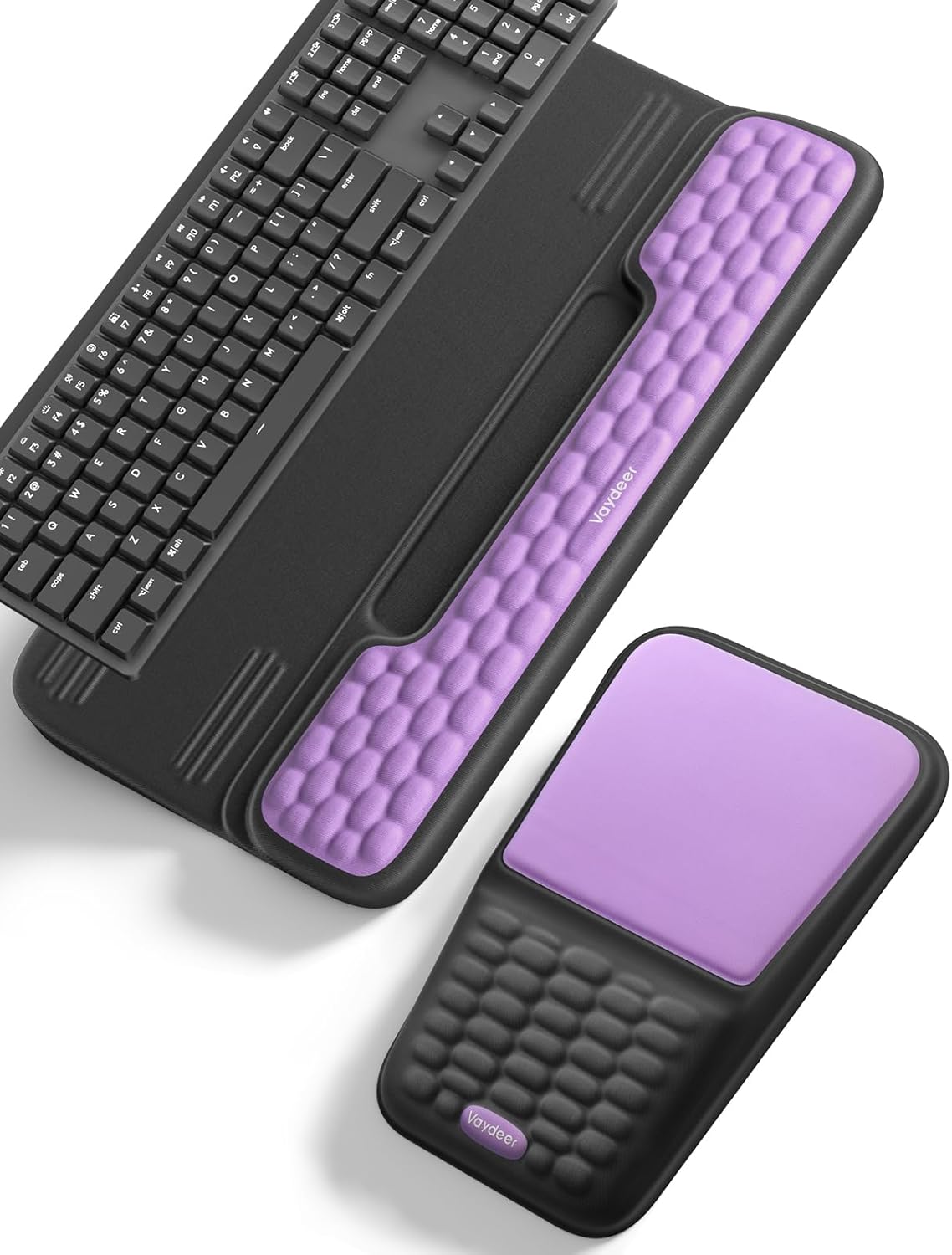 Vaydeer Keyboard Stand and Mouse Pad Set with Wrist Rest, Soft Memory Foam Wrist Support, Ergonomic Wrist Cushion for Desk, Relieves Carpal Tunnel Pain, Palm Hand Typing for Office, Home, Gaming