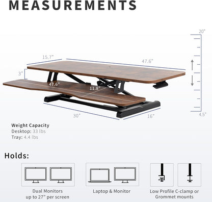 VIVO 26 inch Desk Converter, K Series, Height Adjustable Sit to Stand Riser, Dual Monitor and Laptop Workstation with Keyboard Tray, Black, DESK-V026KB