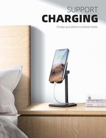 Lamicall Cell Phone Stand for Desk - Adjustable Mobile Phone Holder Dock for Table, Desktop, Office, Compatible with iPhone 13 12 11 X Xr Pro Max 8 7 6 Plus, Mini, More 4-10'' Cellphone and Tablets