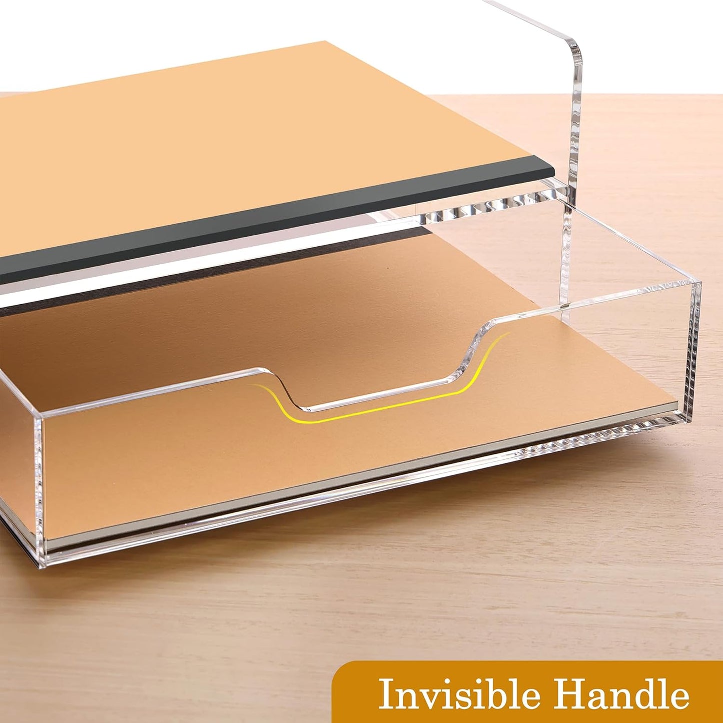 SANRUI Desk Organizer with Sliding Drawer Desk Organizers and Accessories for Office Organization and Storage, Acrylic File Organizer Drawer Stackable 2-Tier Paper Organizer,Clear
