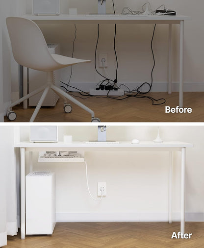 Under Desk Cable Management Tray, Cord Hider, Cord Organizer, Cable Organizer, Cable Hider, Cord Management, No Drilling Required - White Cable Manager for Desk