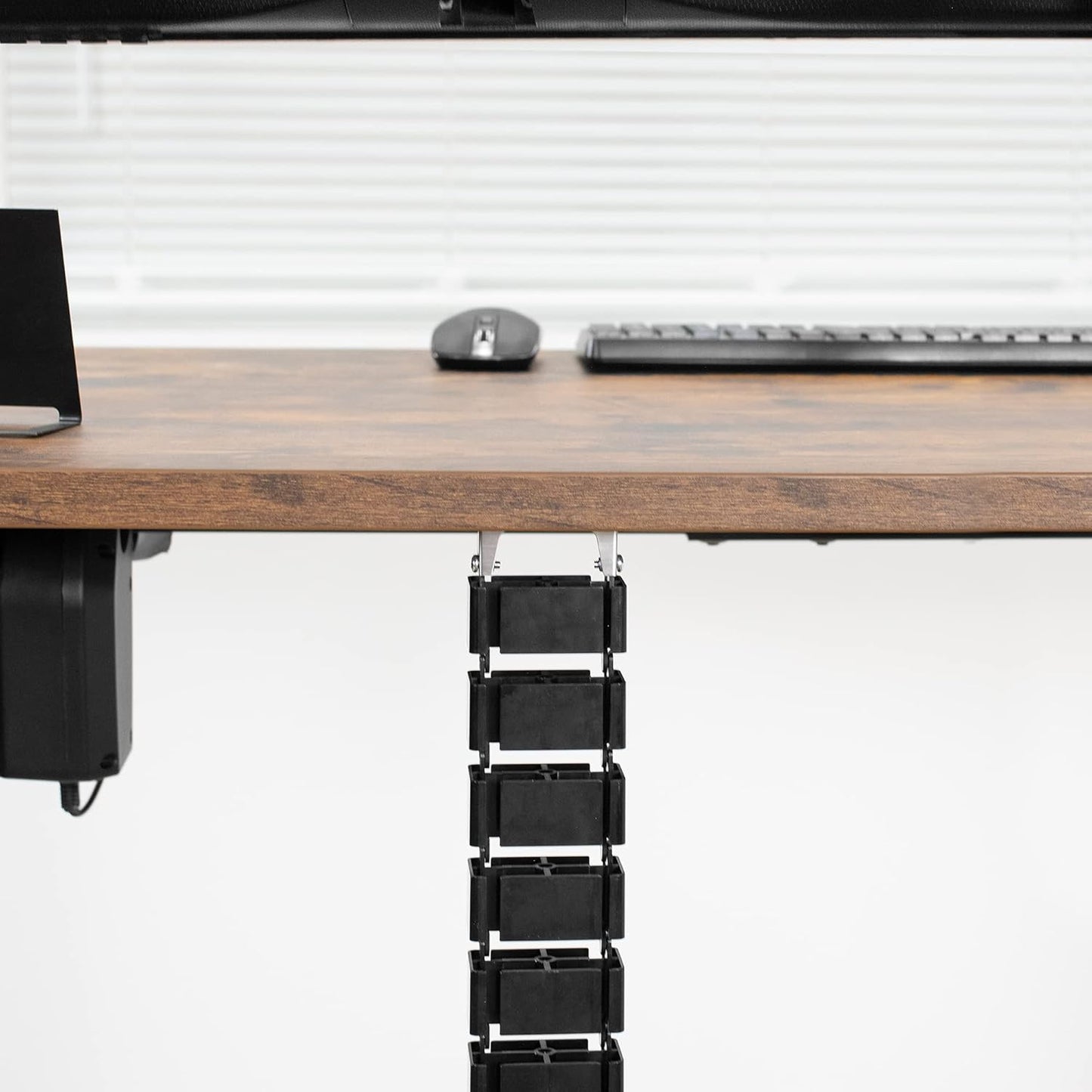 VIVO Under Desk Vertebrae Cable Management Kit, Adjustable Quad Entry Flexible Cord Organizer for Home Office, Black, DESK-AC01C