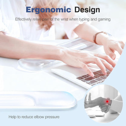 Ospelelf Mouse Pad with Wrist Rest and Ergonomic Gel Keyboard Hand Wrist, Support for Typing Gaming, Relieve Wrist Pain, Cool & Easy to Clean, for Office, Programmer, Home Computer Use, Pink