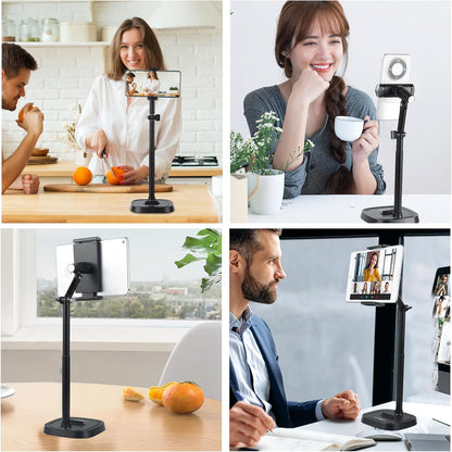 UTEBIT Adjustable Phone Stand for Desk, 11.8''-17.7''Height Adjustable Phone Holder for Desk Recording, Retractable Cell Phone Tablet Stand Holder for 5.5''-9.5''Screen iPhone 17 16 15 Pro Max Android