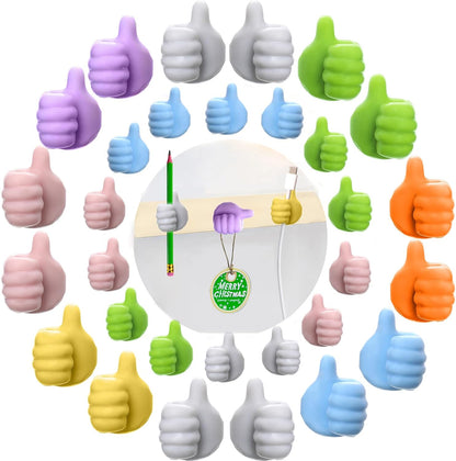 16Pcs Creative Silicone Thumb Wall Hook - Multifunction Adhesive Cable Clip ，Self Adhesive Thumb Cable Organizer Clips Key Hanger