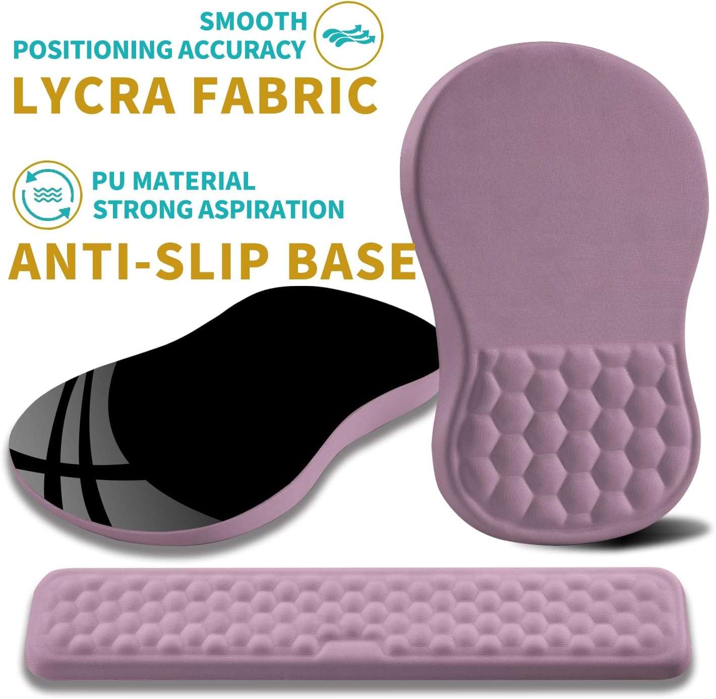 Hokafenle 2 in 1 Ergonomic Mouse Pad Wrist Support & Wrist Rest for Computer Keyboard Set, with Relieve Carpal Tunnel Pain Massage Bulge and Full Memory Gel Design (2In1 Set, Light Green)