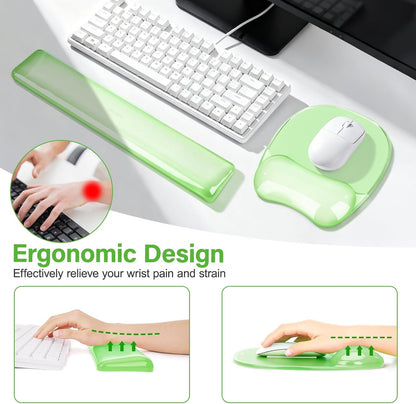 MOSISO Gel Wrist Rest Support for Mouse Pad&Keyboard Set, Irregular Oval Ergonomic Mousepad Keyboard Pad Non-Slip Base Home/Office Pain Relief&Cooling Gel Easy Typing Pad for Computer Laptop, Pink