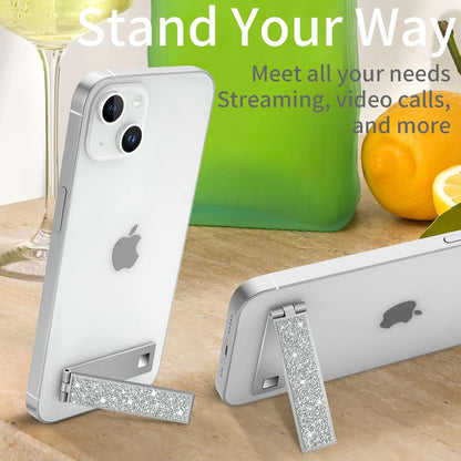 Mini Phone Kickstand, Folding Invisible Portable Metal Cell Phone Stand Holder for Desk, Compatible with iPhone, Samsung and All Cellphones, Black