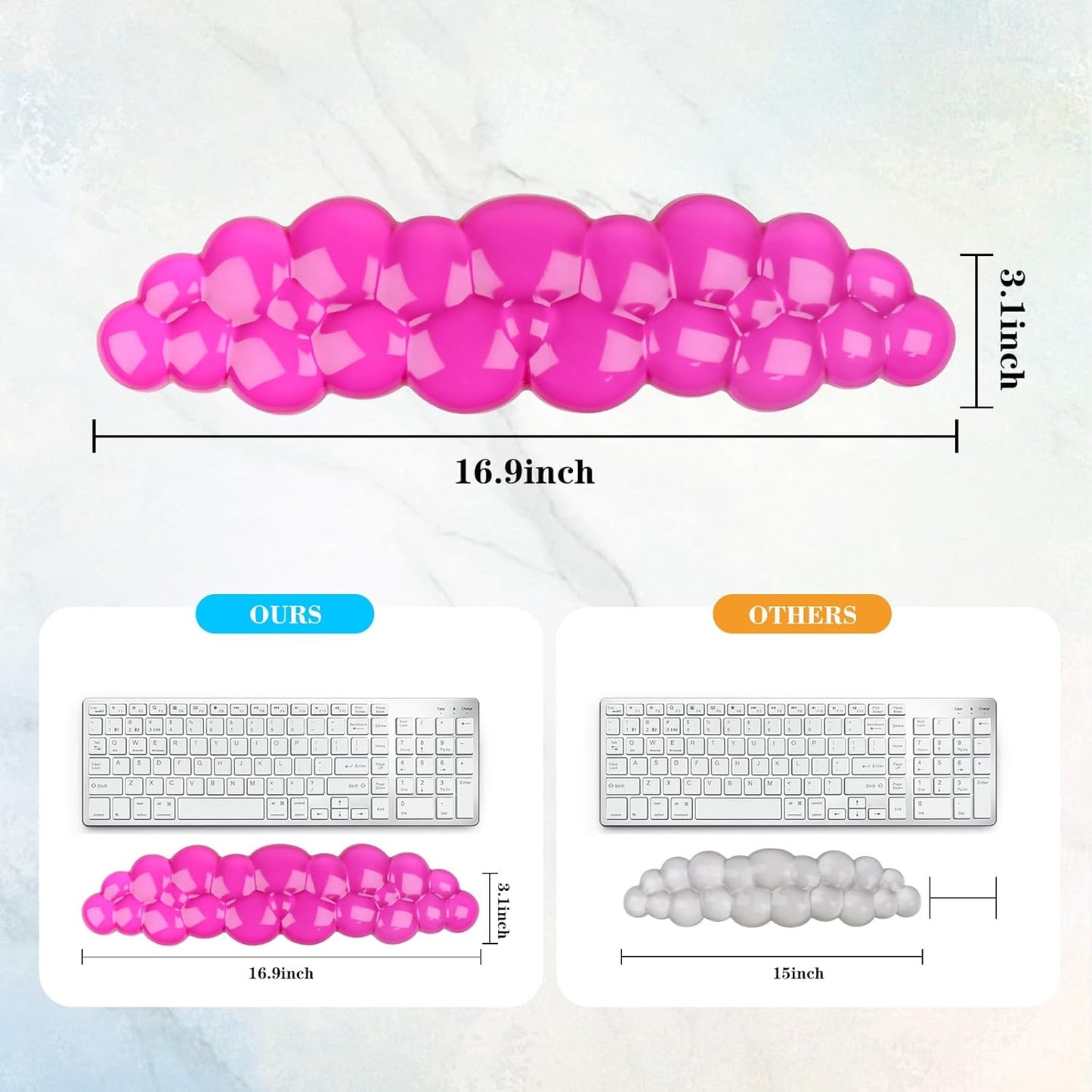 Gel Cloud Keyboard and Mouse Wrist Rest, Cute Wrist Support and Arm Support Keyboard Rest for Keyboard and Mouse Typing Pain Relief，Suitable for Office/Computer/Laptop/Gaming (Pink)